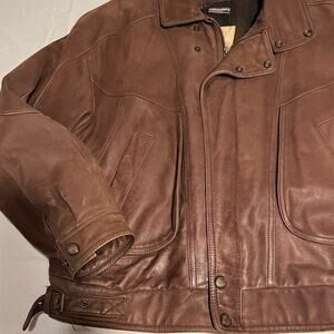 Vintage 90's Y2K Georgetown Leather Design Bomber Jacket‎ L